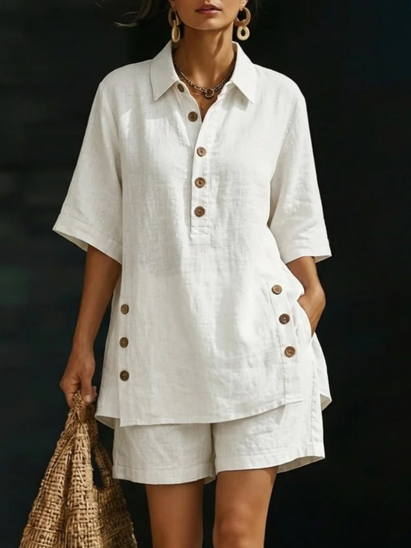 Short-Sleeve Button-Down Shirt and Shorts Set - Image 9