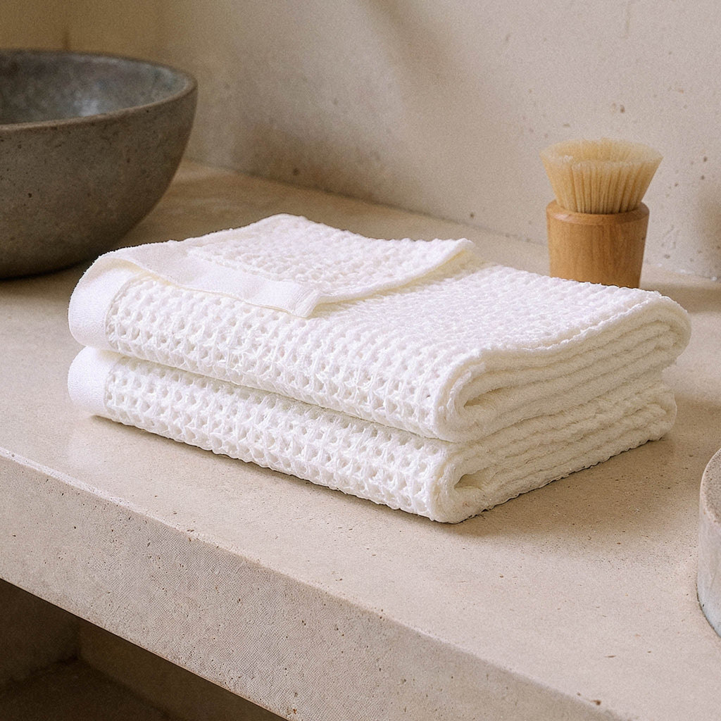 Sedona White Cotton Waffle Weave Bath Towel - Image 13