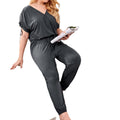 Women's Charcoal Grey Knit Short-Sleeved Minimalist Jumpsuit
