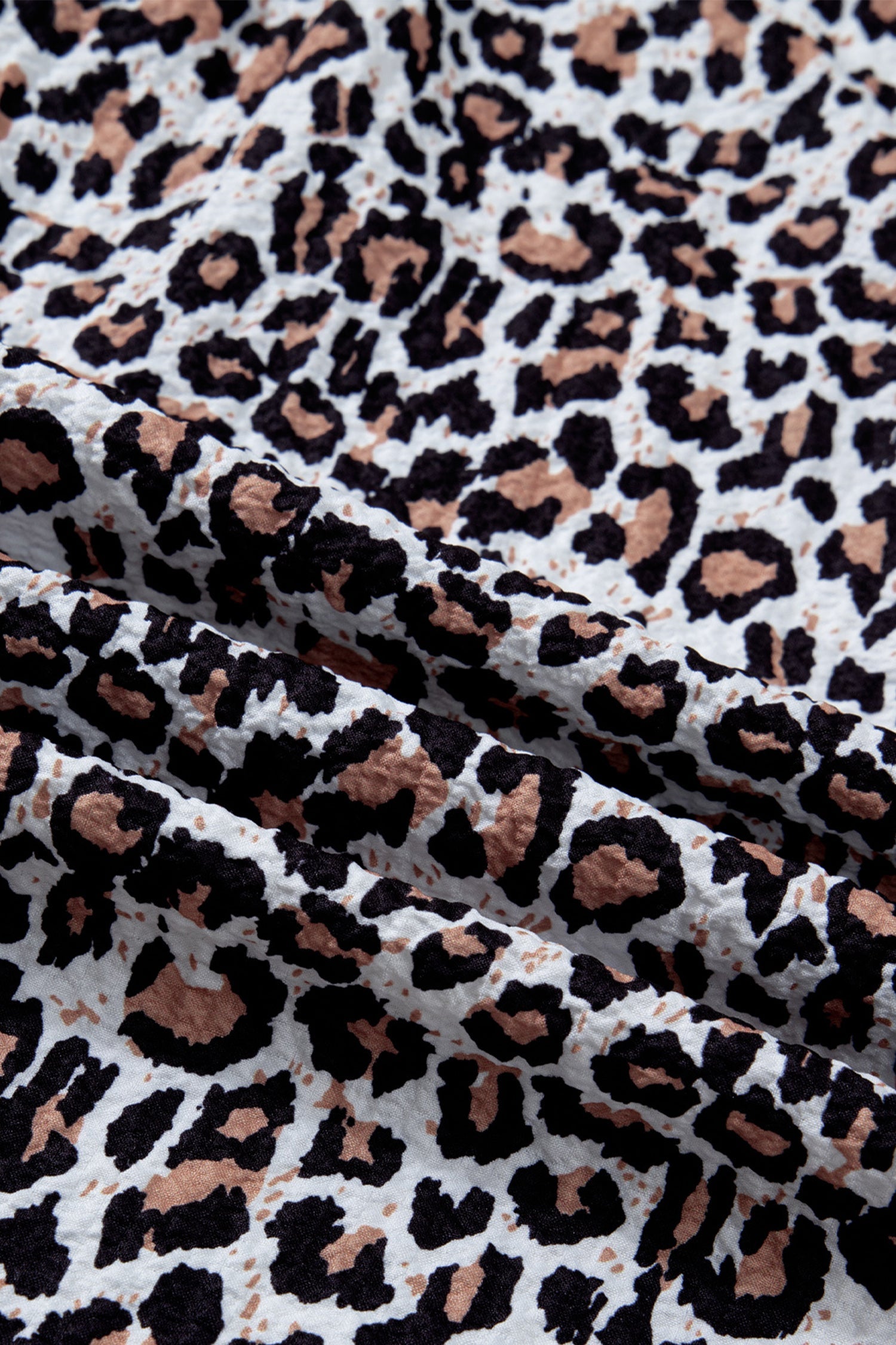 Leopard Contrast Frill V-Neck Trim Shirt