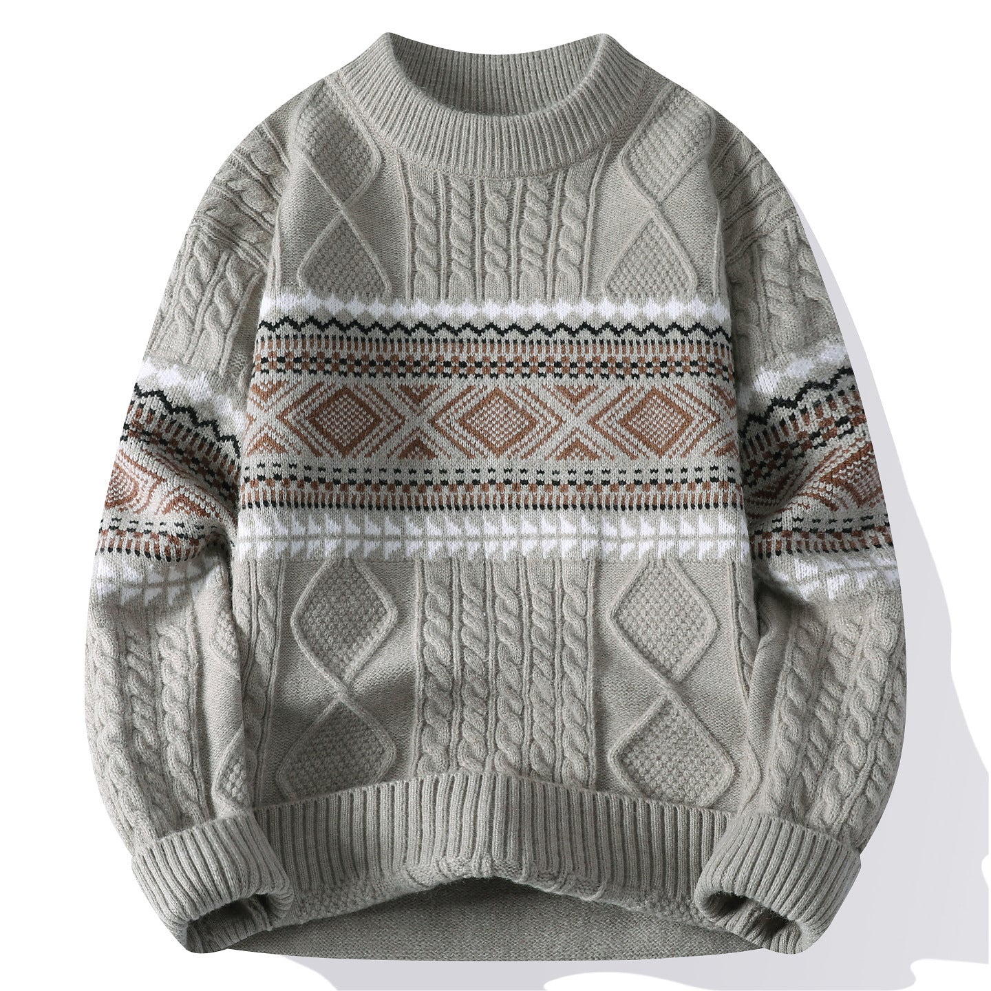 Men's Classic Geometric Mock Neck Sweater