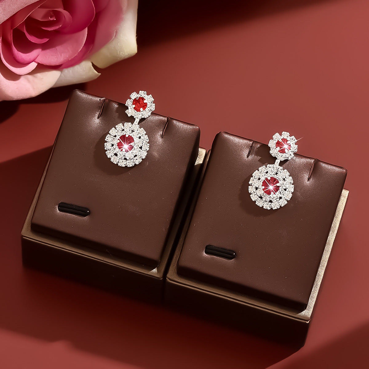 Sparkling Full Rhinestone Flower Drop Earrings, French Vintage Sunflower Stud Earrings Elegant Fashion Ear Jewelry For Women Daily Dating Party