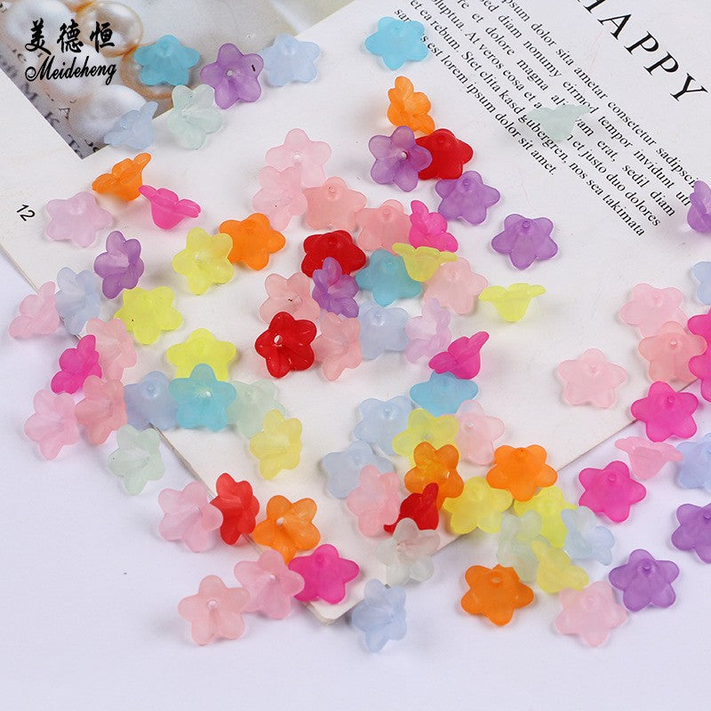 Matte Acrylic 5-Petal Blossom Beads, Translucent Center-Drilled Spacers For DIY Vintage Hair Sticks, Dangle Earrings & Pendant Crafts.