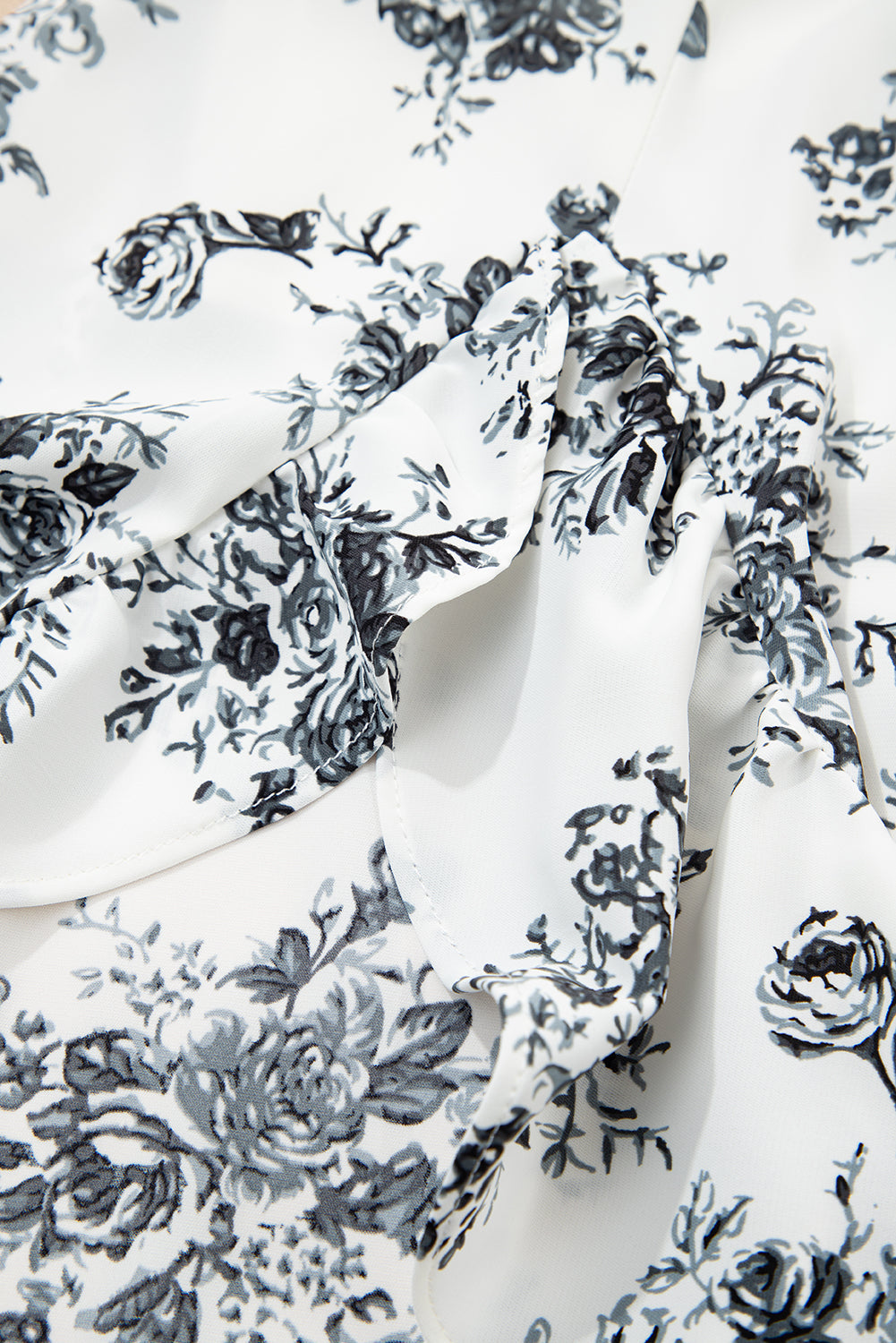 Black Boho Floral High Waist Ruffle Split Maxi Skirt