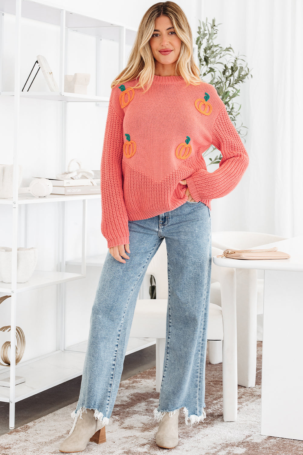 Kirahira Embroidered Thanksgiving Holiday Sweater