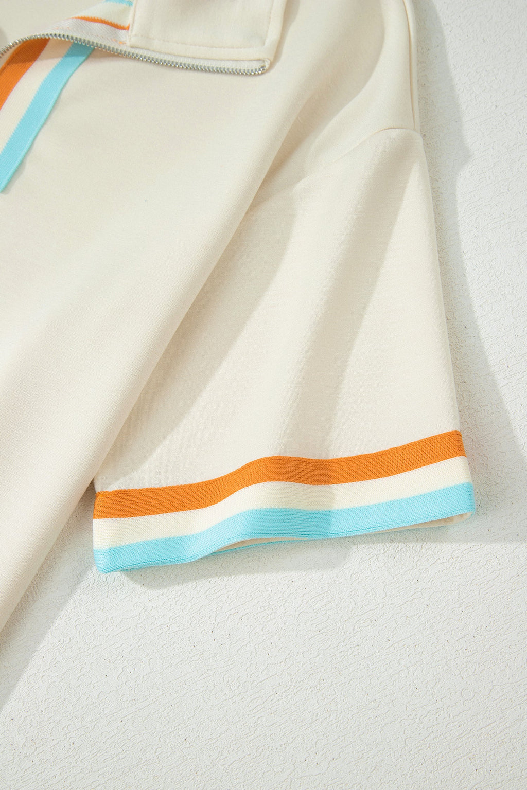 Ocean Half Zip Polo Tee and Shorts Set - Sporty Knit Summer Co-ord