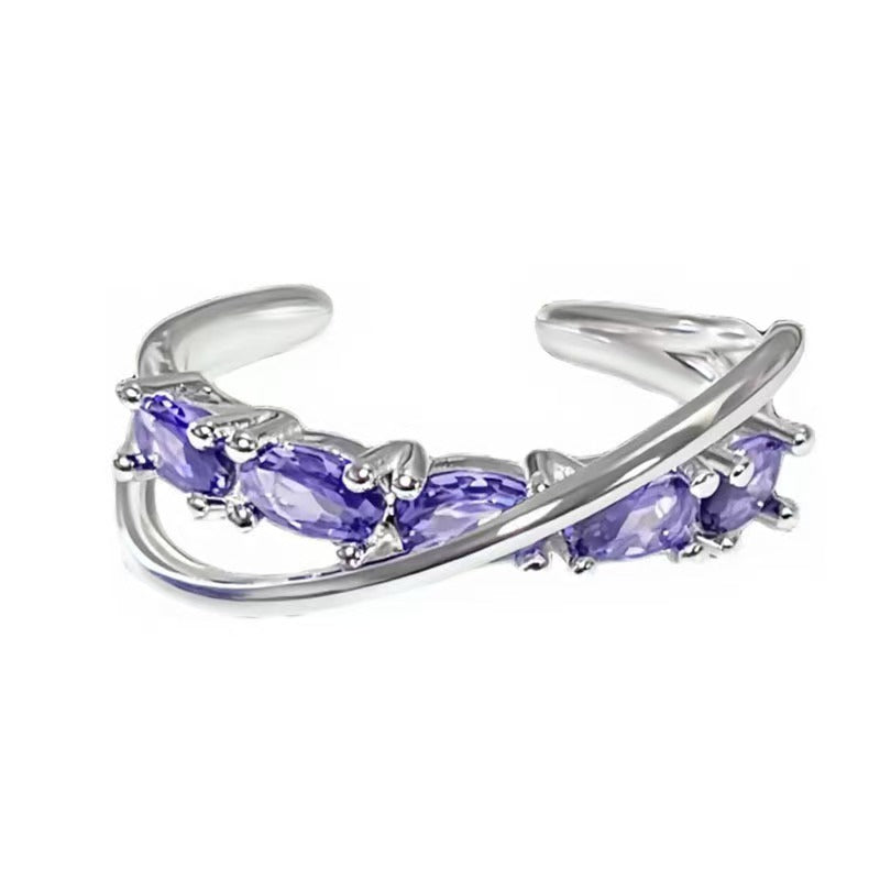 Light Luxury High Sense Full Zircon Stackable Ring, Super Sparkly Fairy Style Pave Zircon Open Adjustable Ring, Niche Exquisite Designed Band Ring