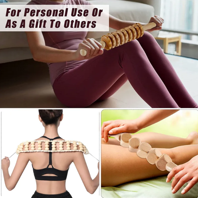 Wooden Anti-Cellulite Hand Massage Roller Set (Multiple Options)