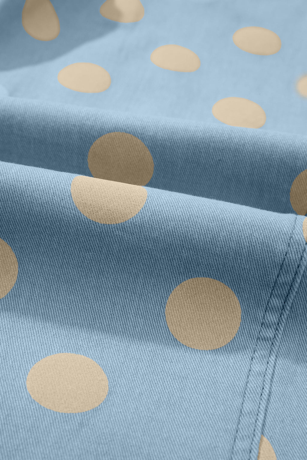 Polka Dot Denim Barrel Leg Jeans with Bow Pocket Details
