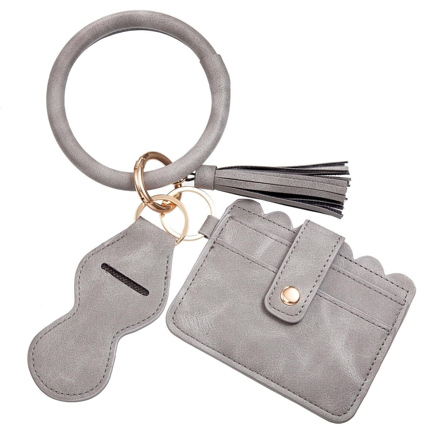 Wrist Keychain Amazon Leather Lipstick Bag PU Card Holder ID Bag Bracelet Key