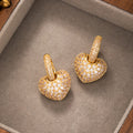 Elegant Heart-Shaped Pave Zircon Statement Earrings in Gold