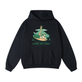 Black Hang Loose graphic hoodie featuring a mermaid on a surfboard illustration