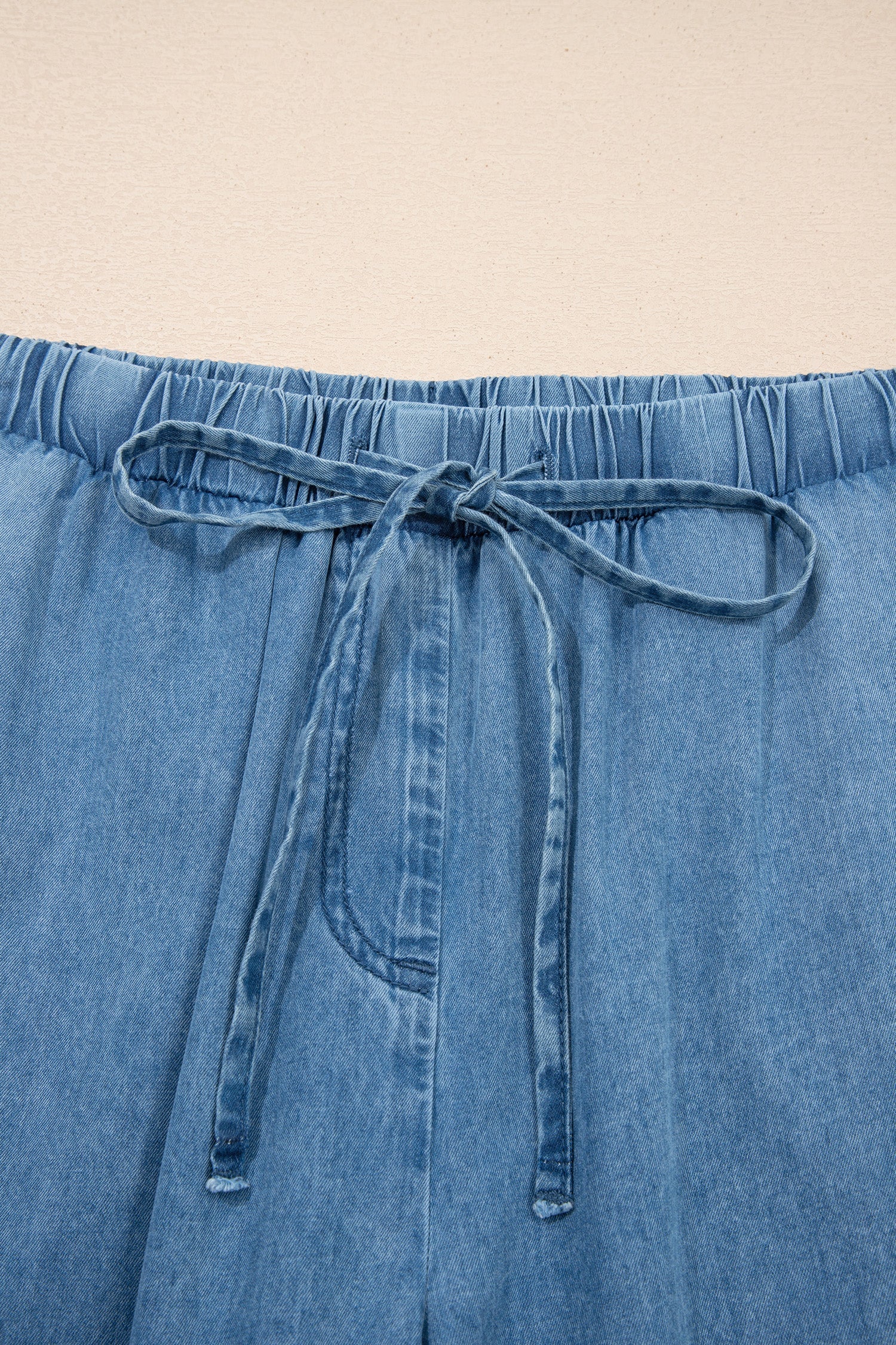 Taytum Women's Wide Leg Chambray Pants in Light Blue Denim