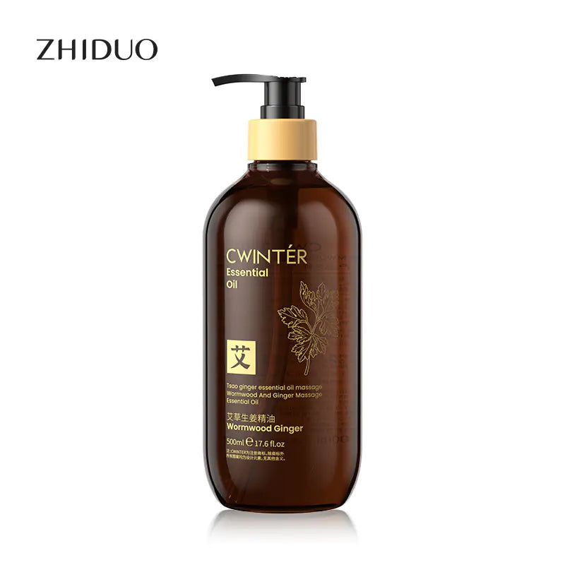 Bottle of Zhiduo Wormwood and Ginger essential massage oil