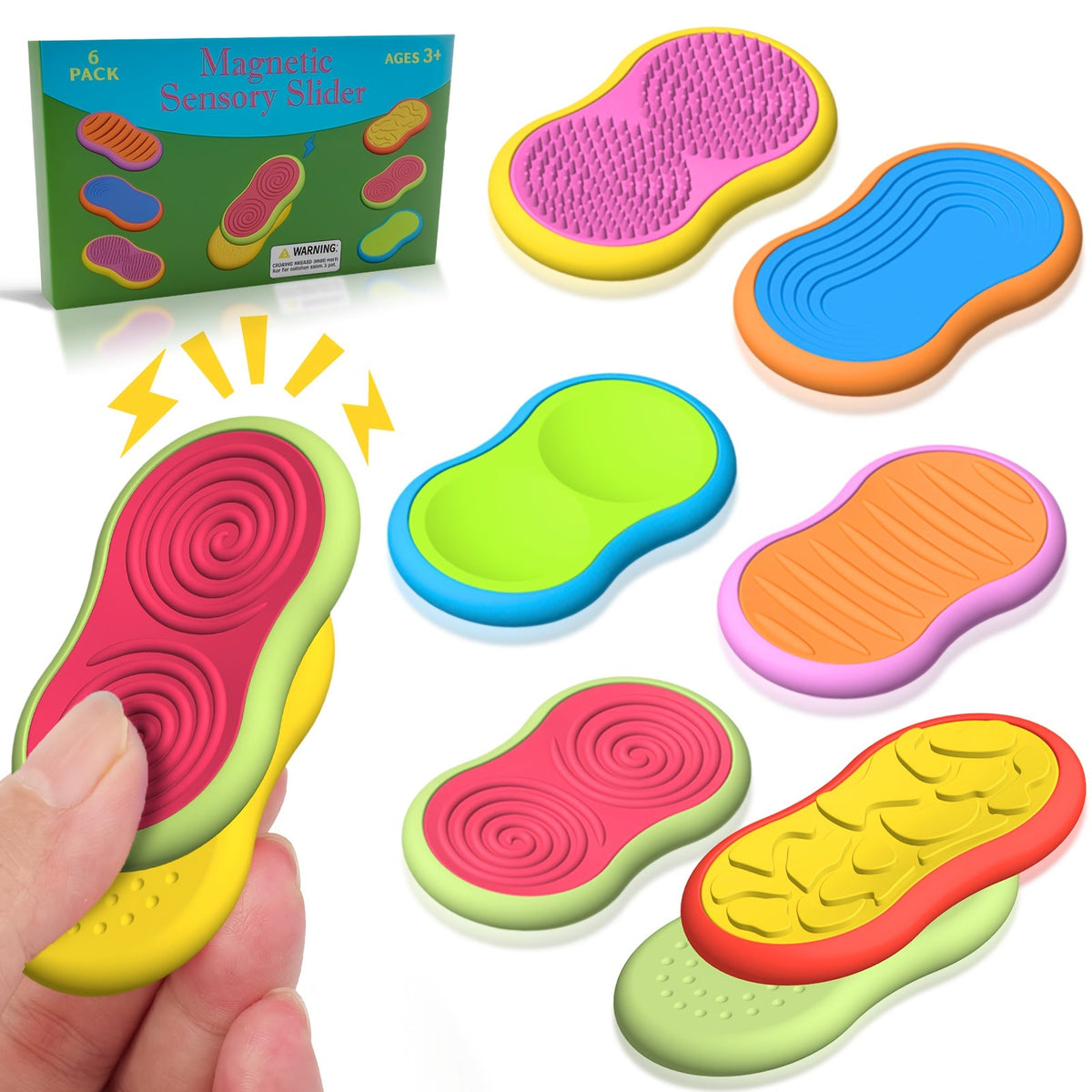 6Piece Magnetic Slider Fidget Toy Set Focus Aid