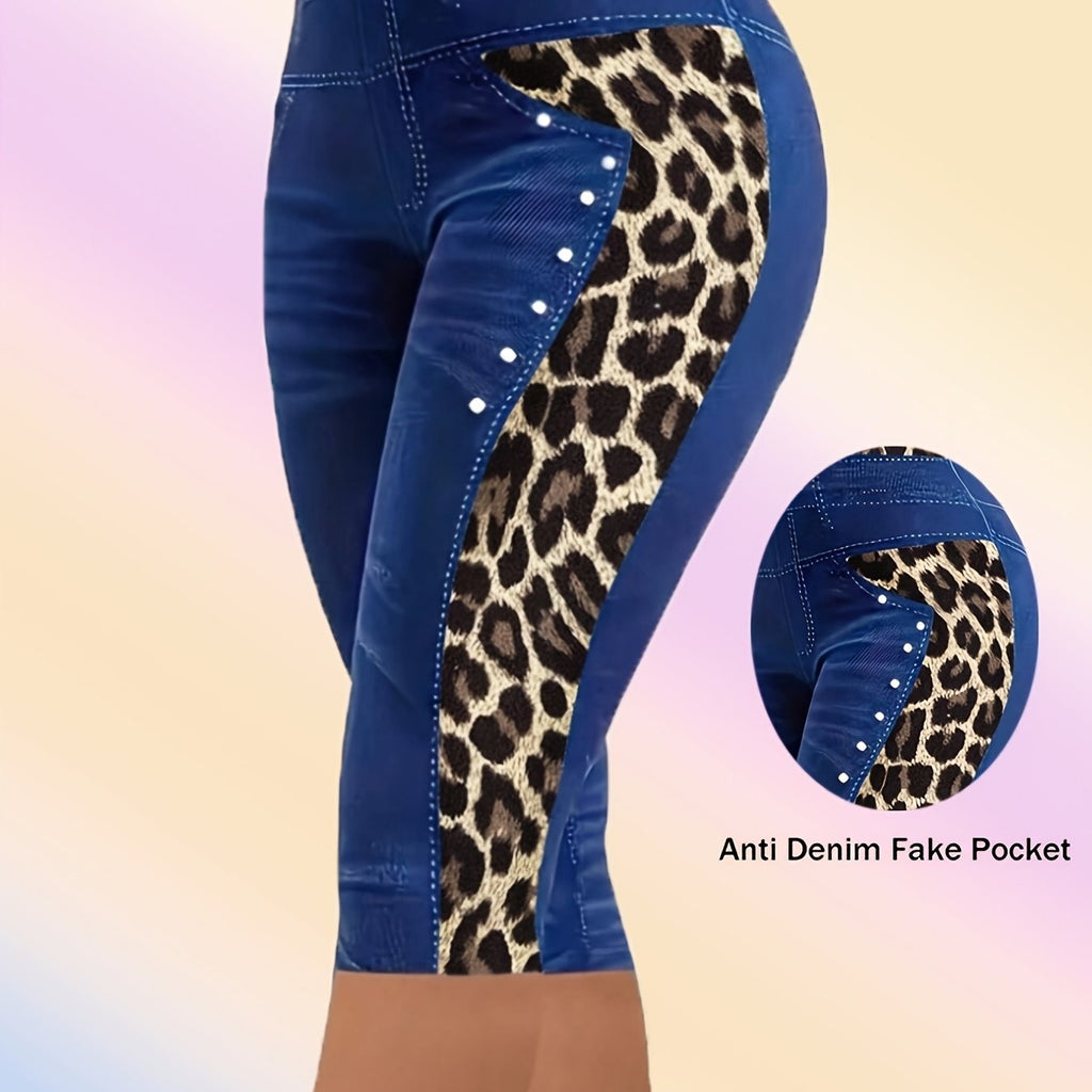 Chic Plus Size Leopard Print Casual Leggings