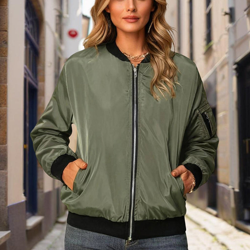 Women's Minimalist Color-Block Zip Jacket