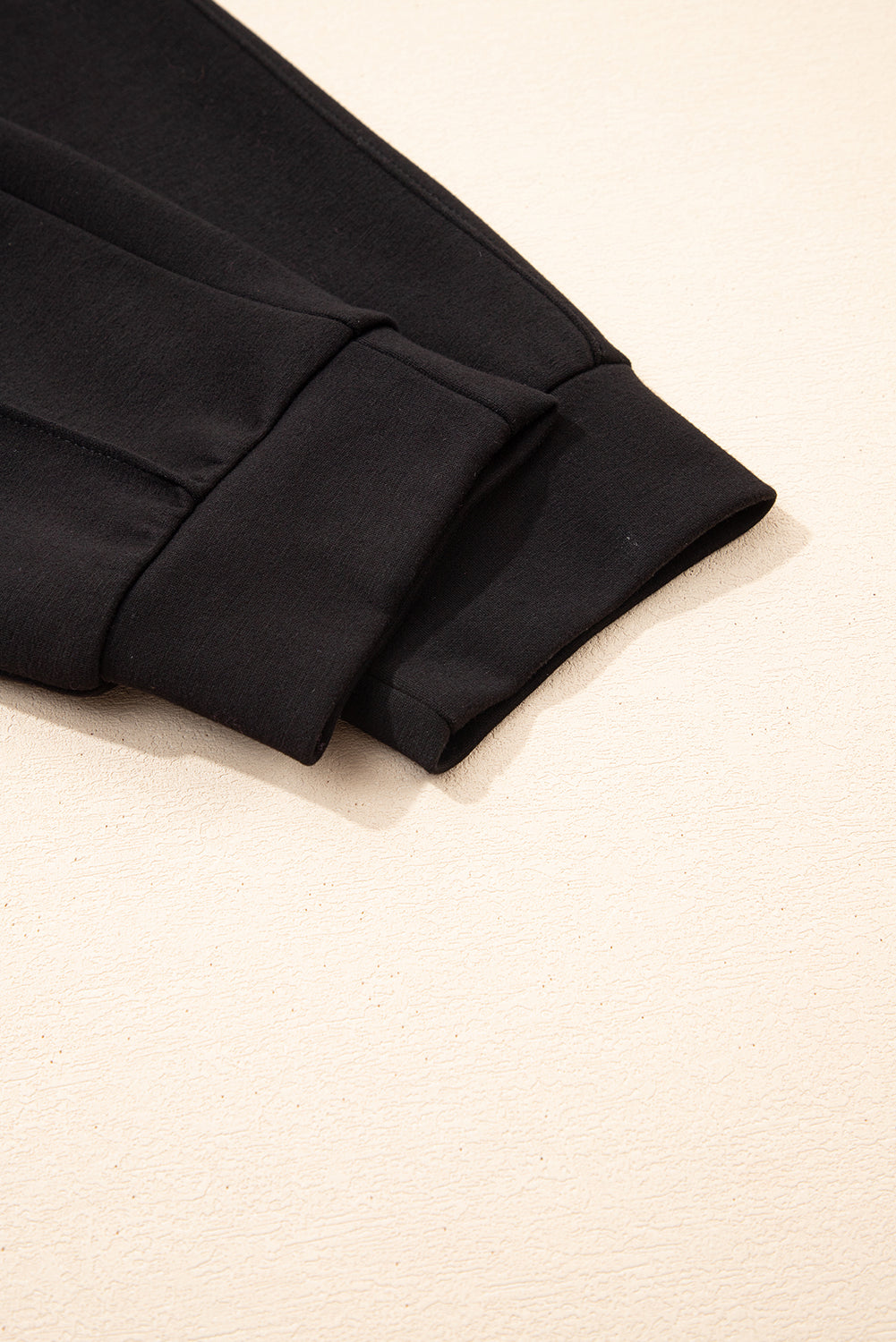 Black Exposed Seam Skinny Drawstring Jogger Pants