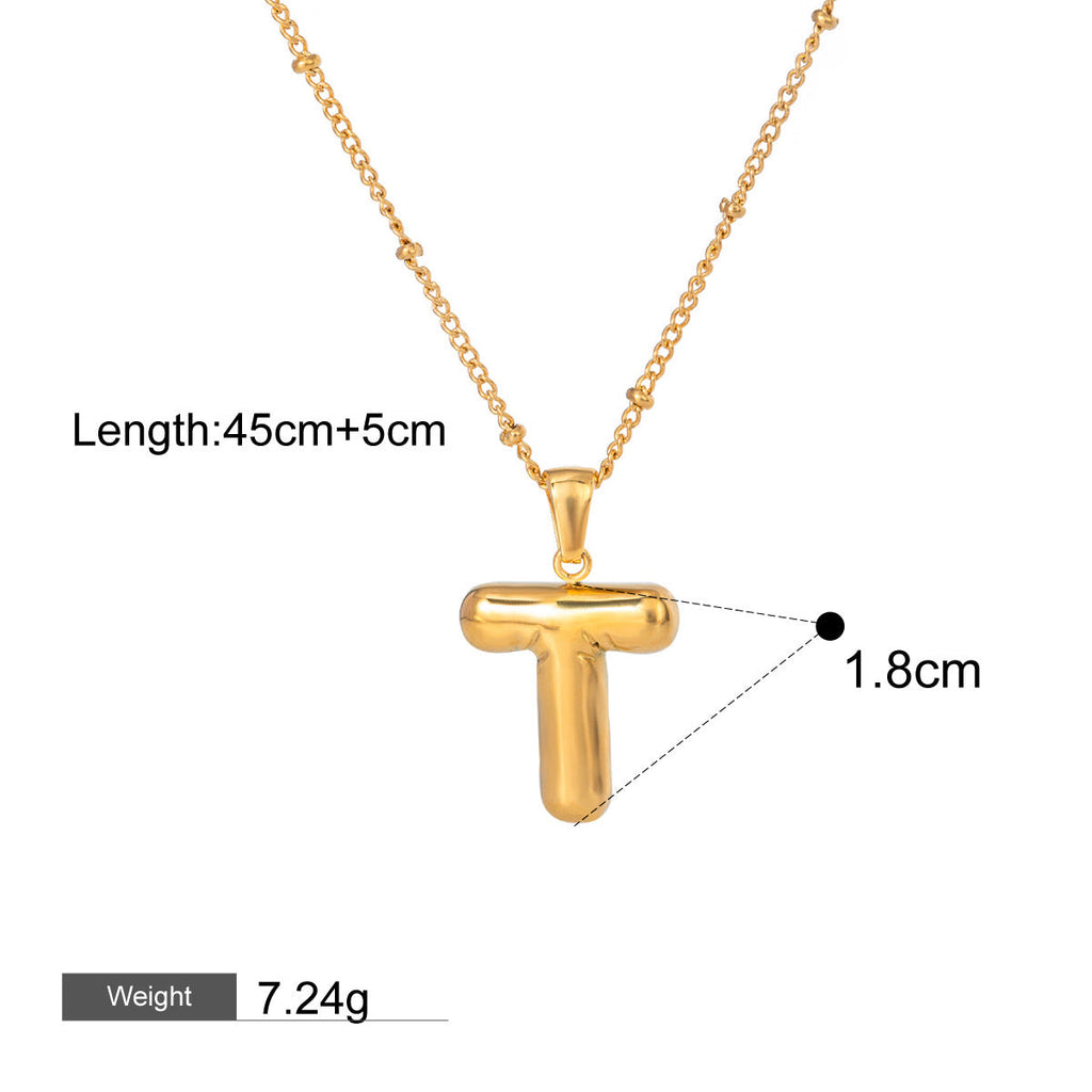 18K gold letters with birthstone design exquisite and noble necklace