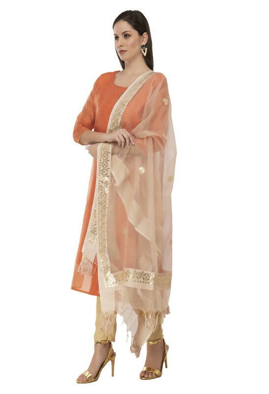 Moeza Organza Gotta Patti Dupatta in Light Golden Festive Wear