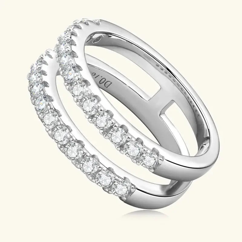 925 Sterling Silver Moissanite Double Layered Ring