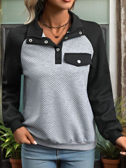 Women's Textured Button-Up Sweatshirt