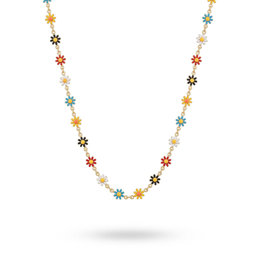 Style Collarbone Chain, Flower Enamel Drip Women Necklace, Niche Color Contrast Neck Chain Jewelry