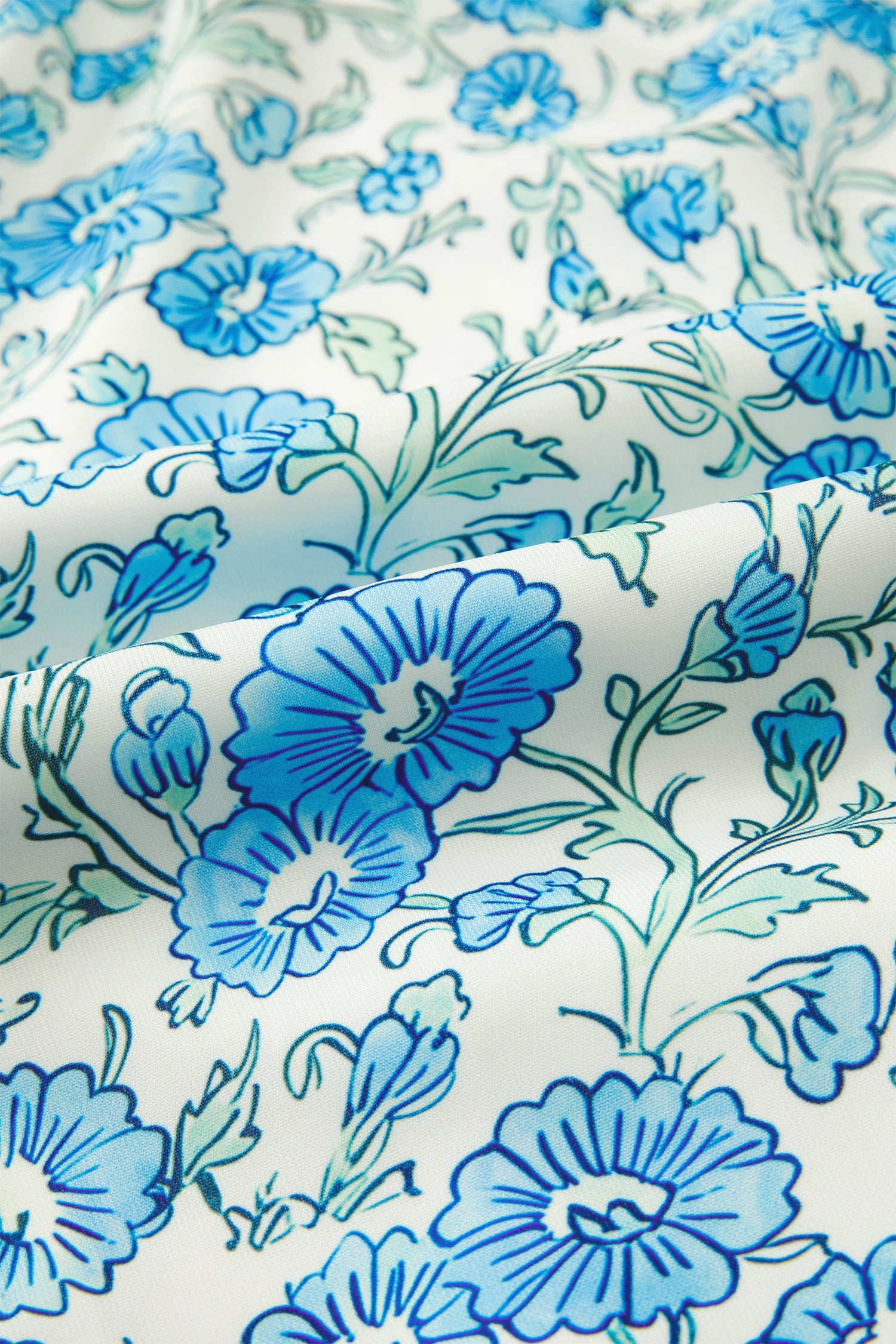 Estelle Knot Straps Floral Print Mini Dress in Blue and White
