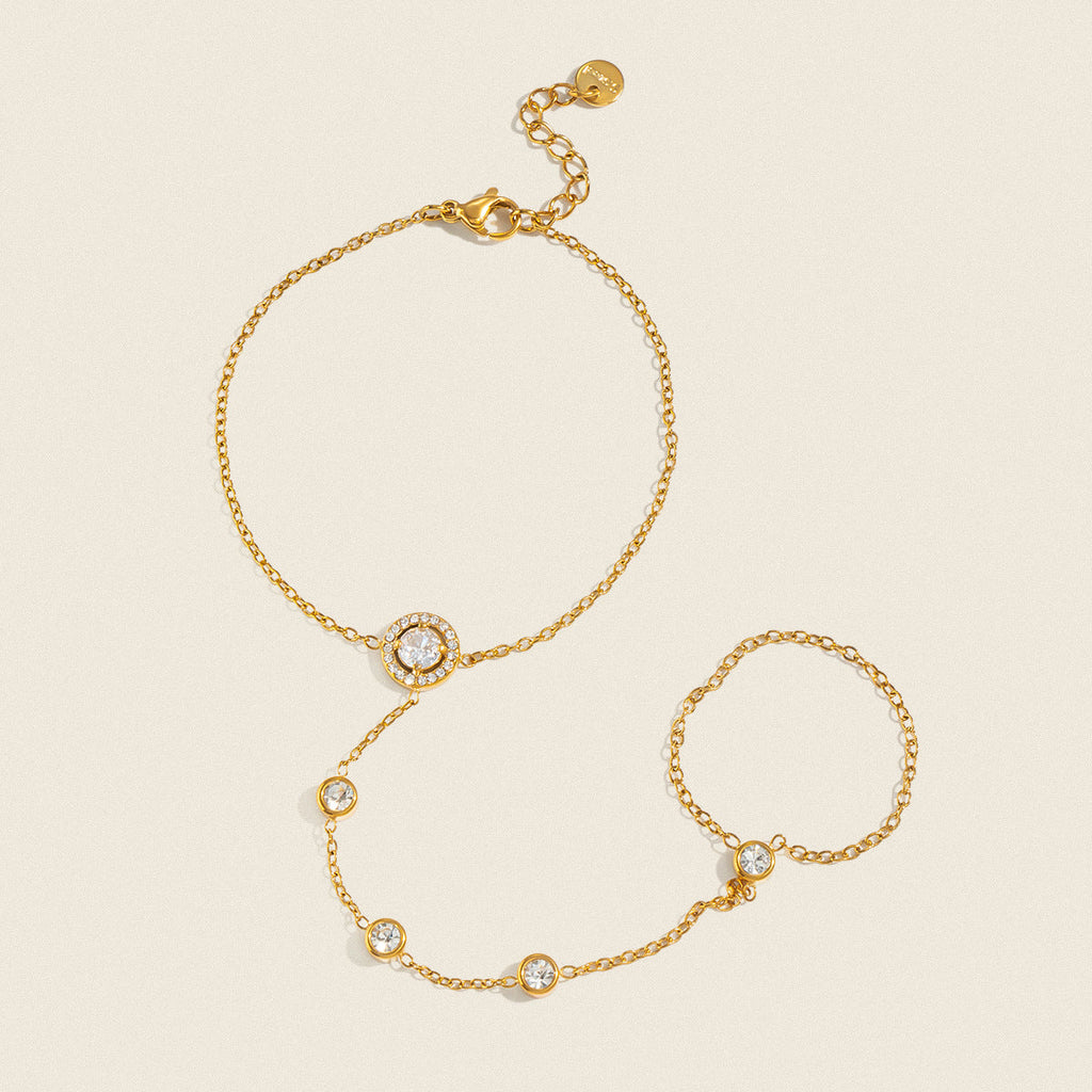 Stainless Steel Zircon Fingerless Bracelet Titanium Steel