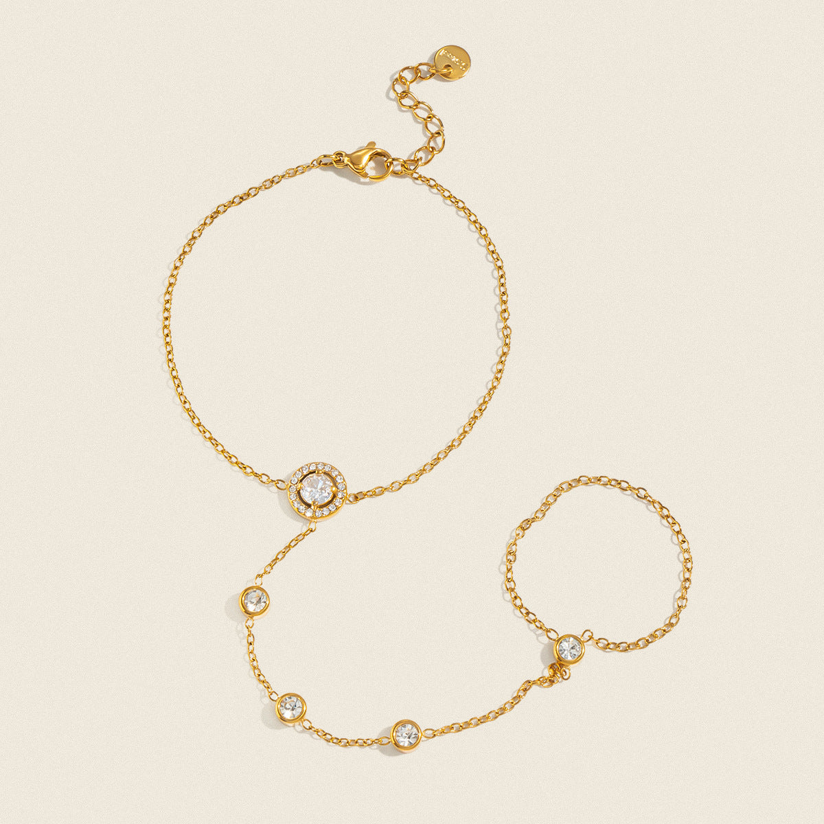 Stainless Steel Zircon Fingerless Bracelet Titanium Steel