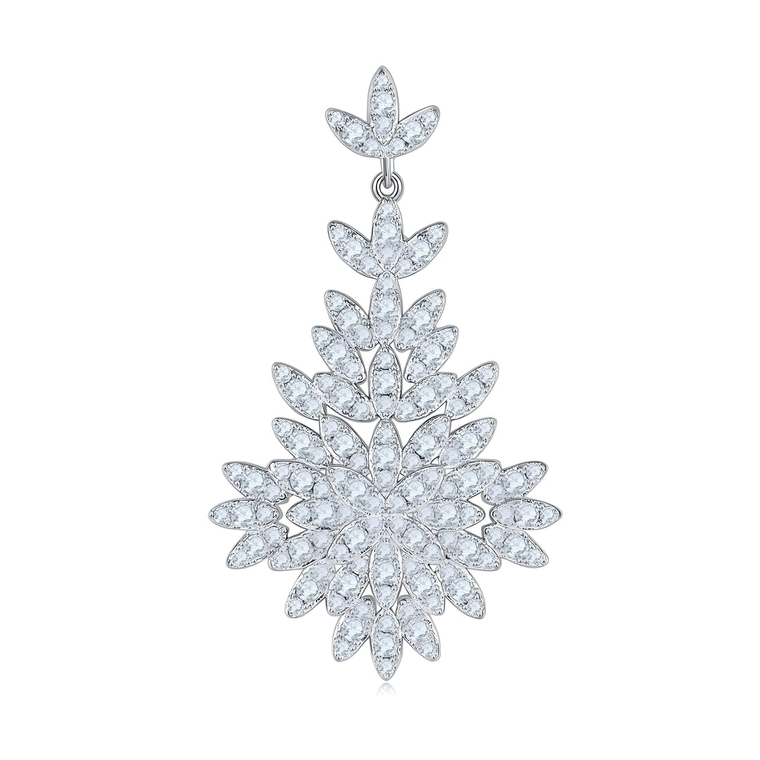 S925 Sterling Silver Leaf Cluster Moissanite Dangle Earrings