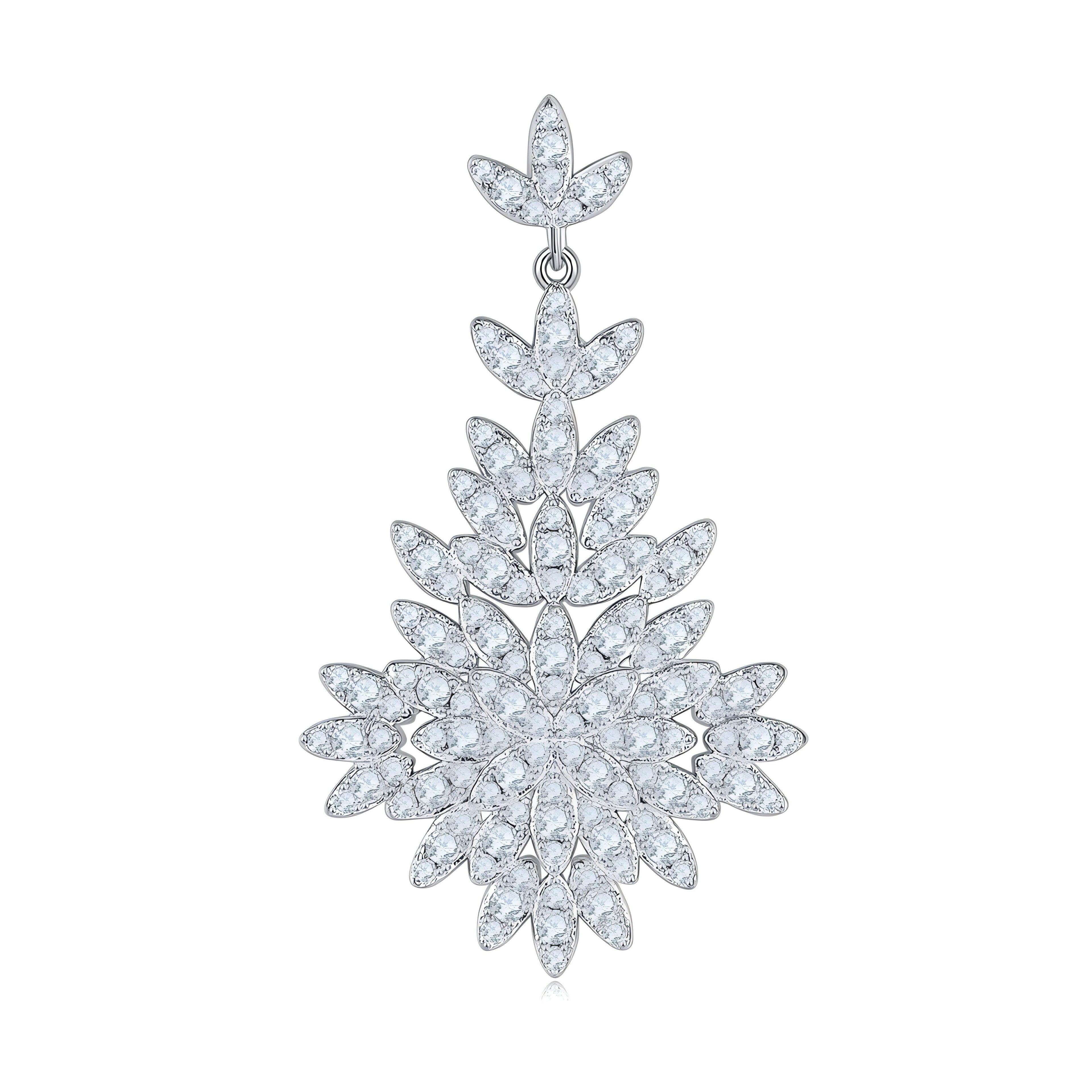 S925 Sterling Silver Leaf Cluster Moissanite Dangle Earrings