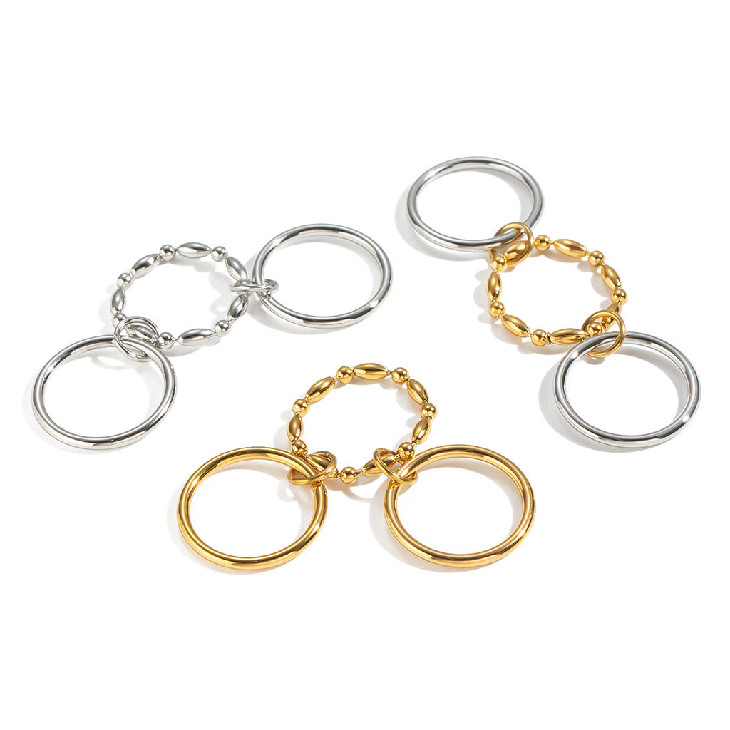 Womens Stainless Steel Multi-link Ring
