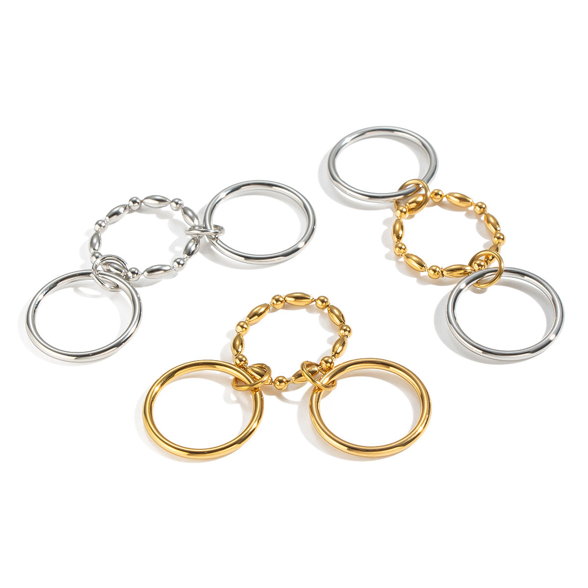 Womens Stainless Steel Multi-link Ring