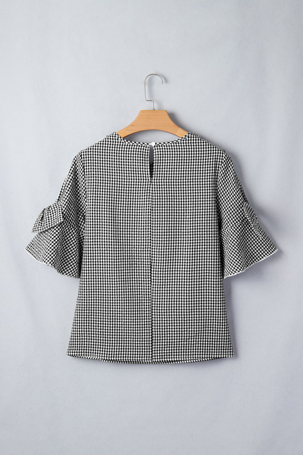 Carolina Ruffled Half Sleeve Blouse with Bow Detail and Plaid