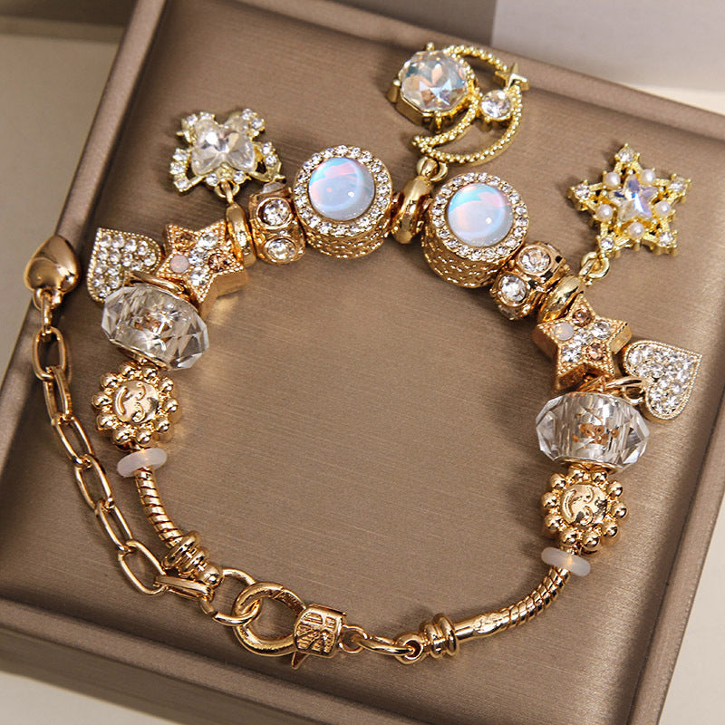 Butterfly Heart-shaped Pendant Beaded Bracelet For Women