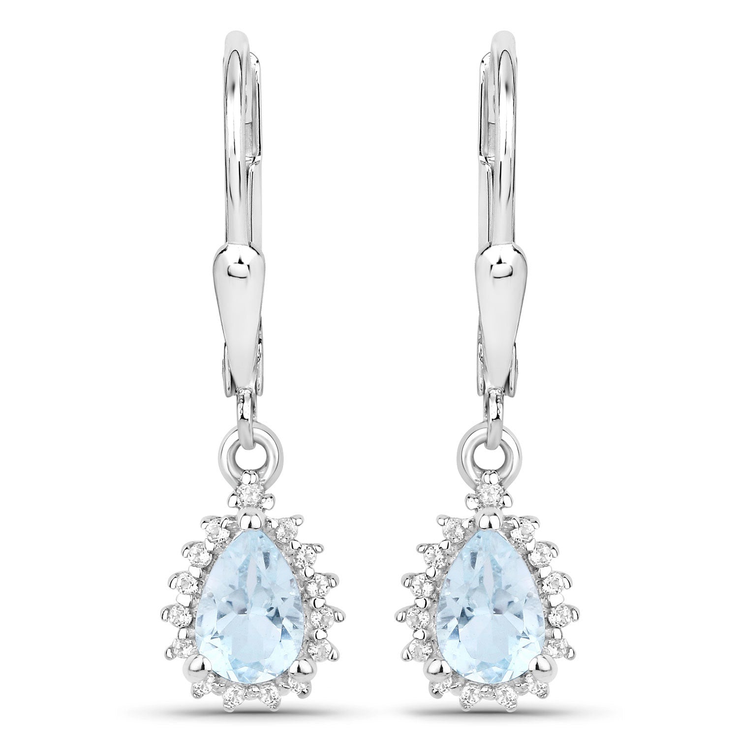 2.00 Carat Genuine Blue Topaz and White Topaz .925 Sterling Silver Jewelry Set