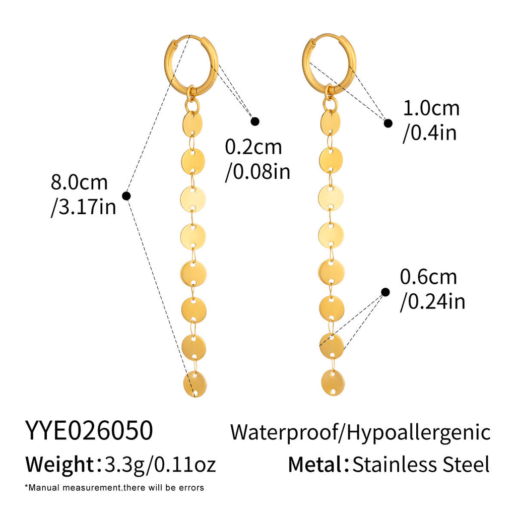 Small Disc Tassel Pendant Earrings For Women