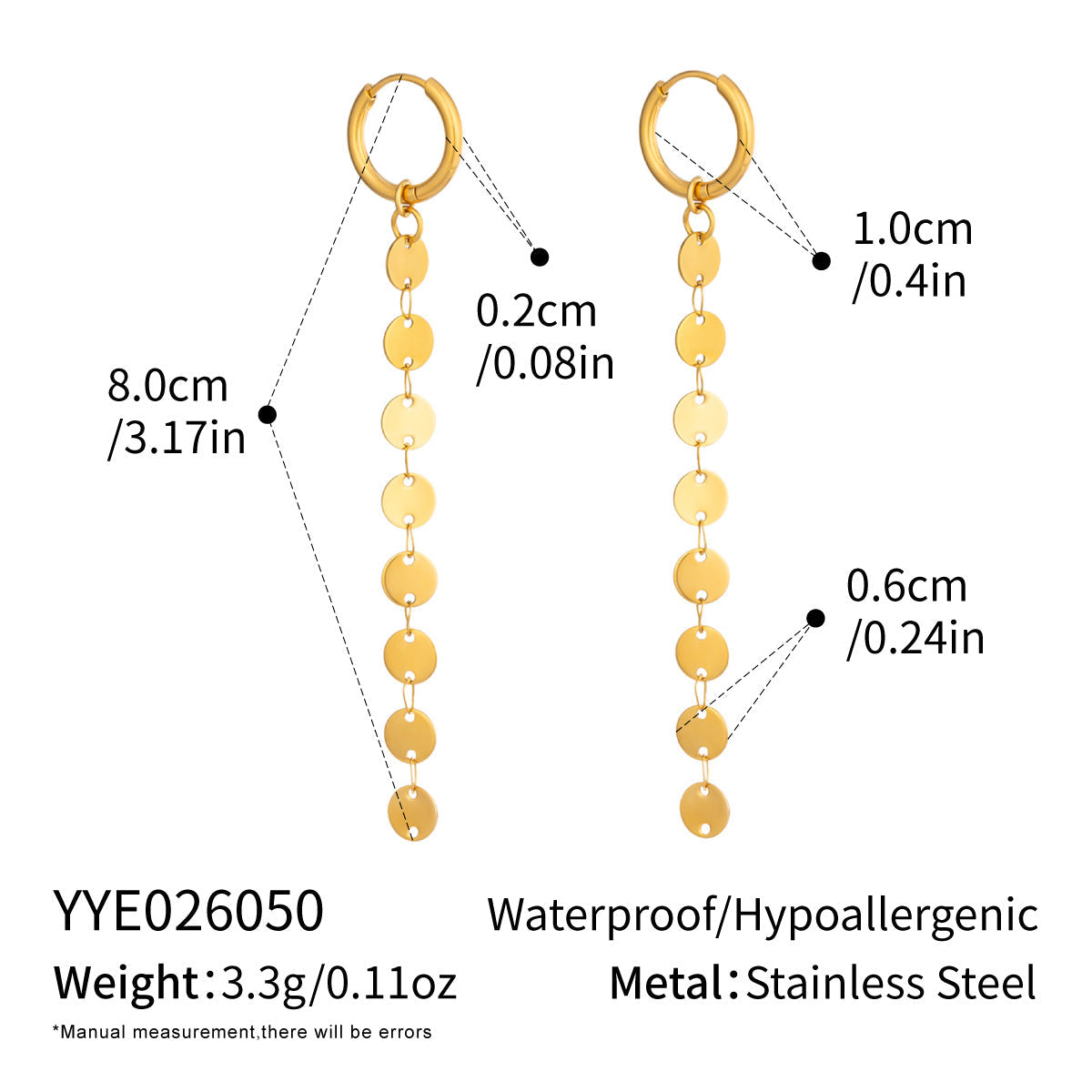 Small Disc Tassel Pendant Earrings For Women