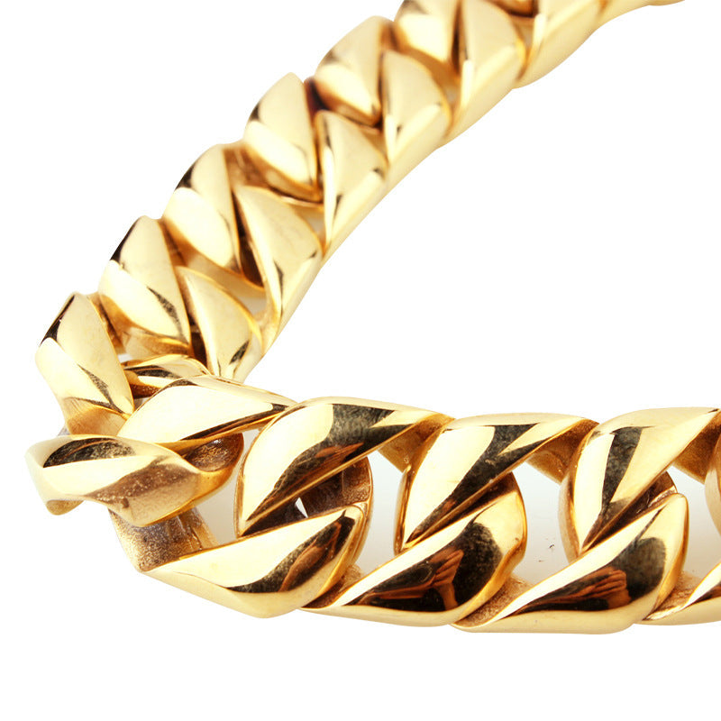 Mens Titanium Steel Stainless Steel Gold-Colored Necklace