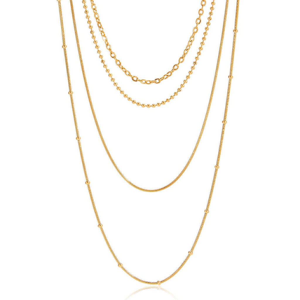18K gold layered multi-chain necklace made of titanium steel