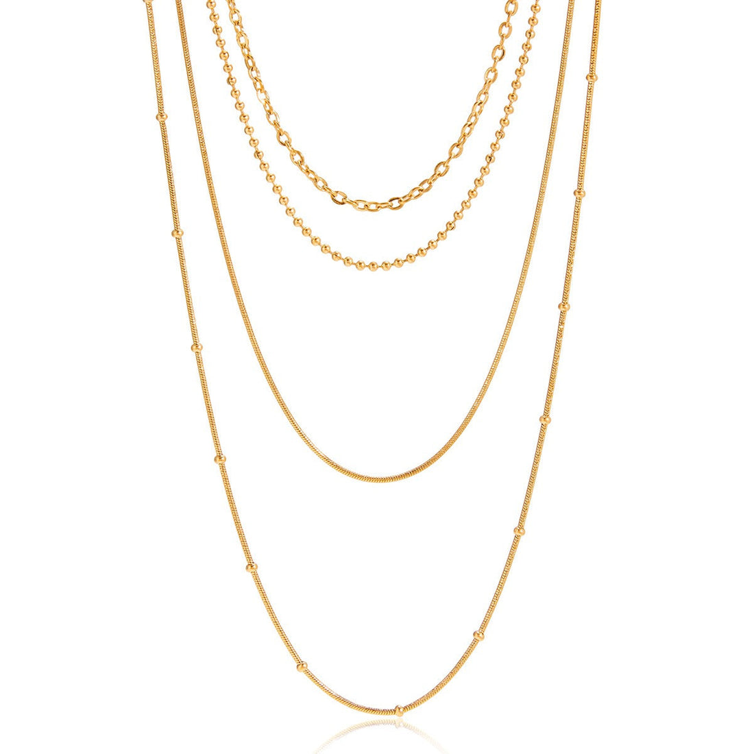 18K gold layered multi-chain necklace made of titanium steel