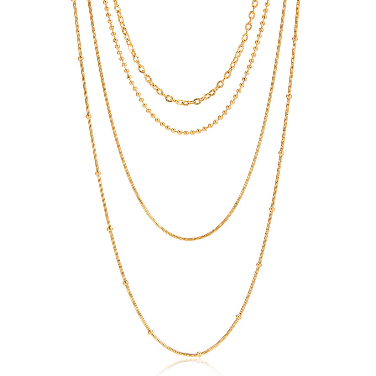 18K gold layered multi-chain necklace made of titanium steel
