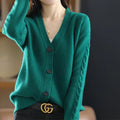 Korean Commute Solid Color V-Neck Cardigan Sweaters for Women