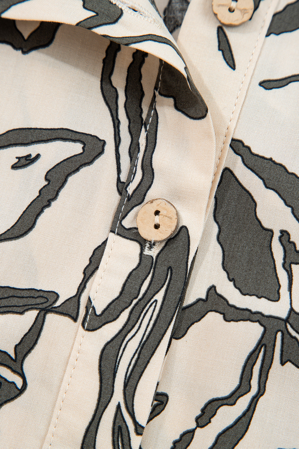 Blue Floral Print Batwing Sleeve Buttoned Shirt