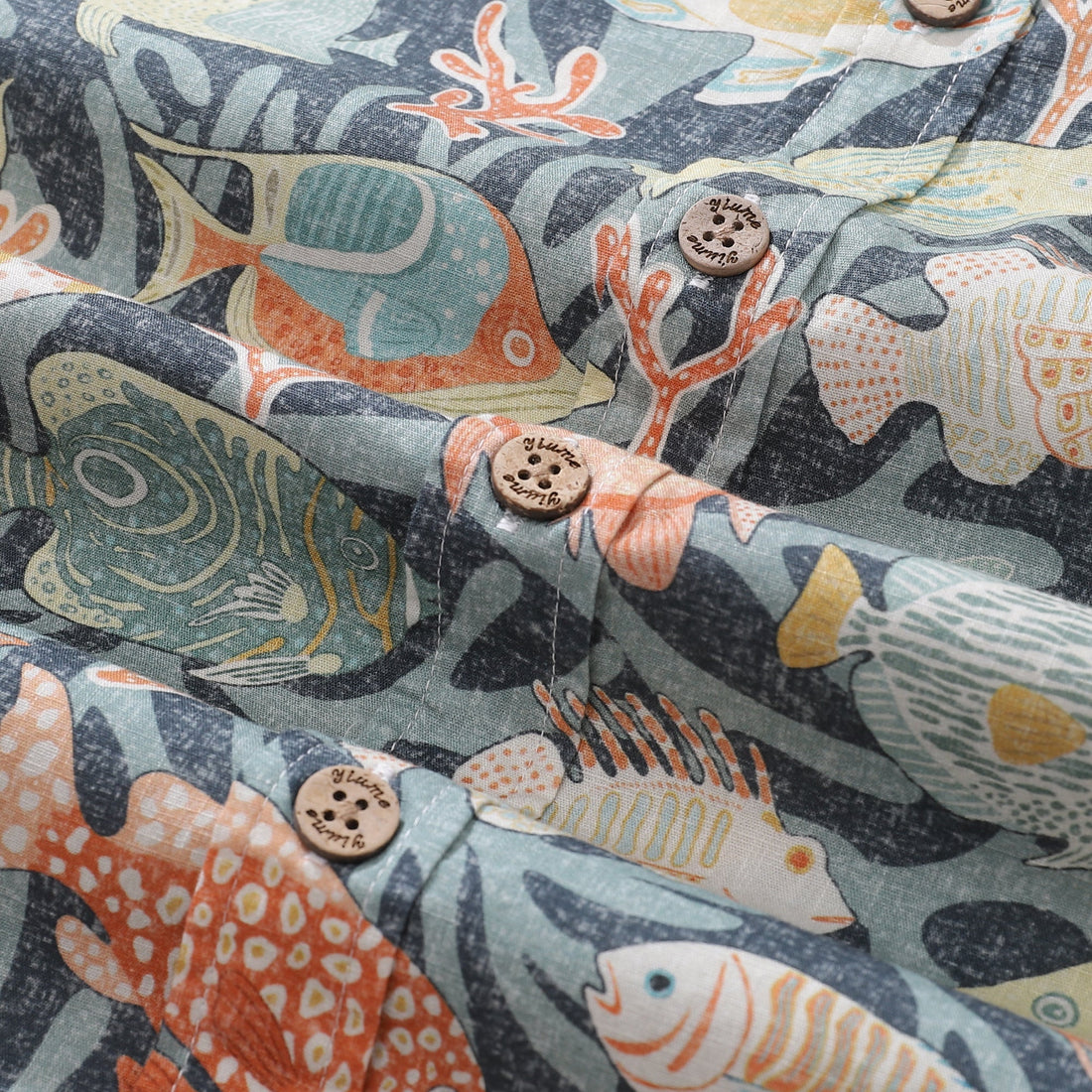 Men's Colorful Fish Print Button-Down Hawaiian Aloha Shirt