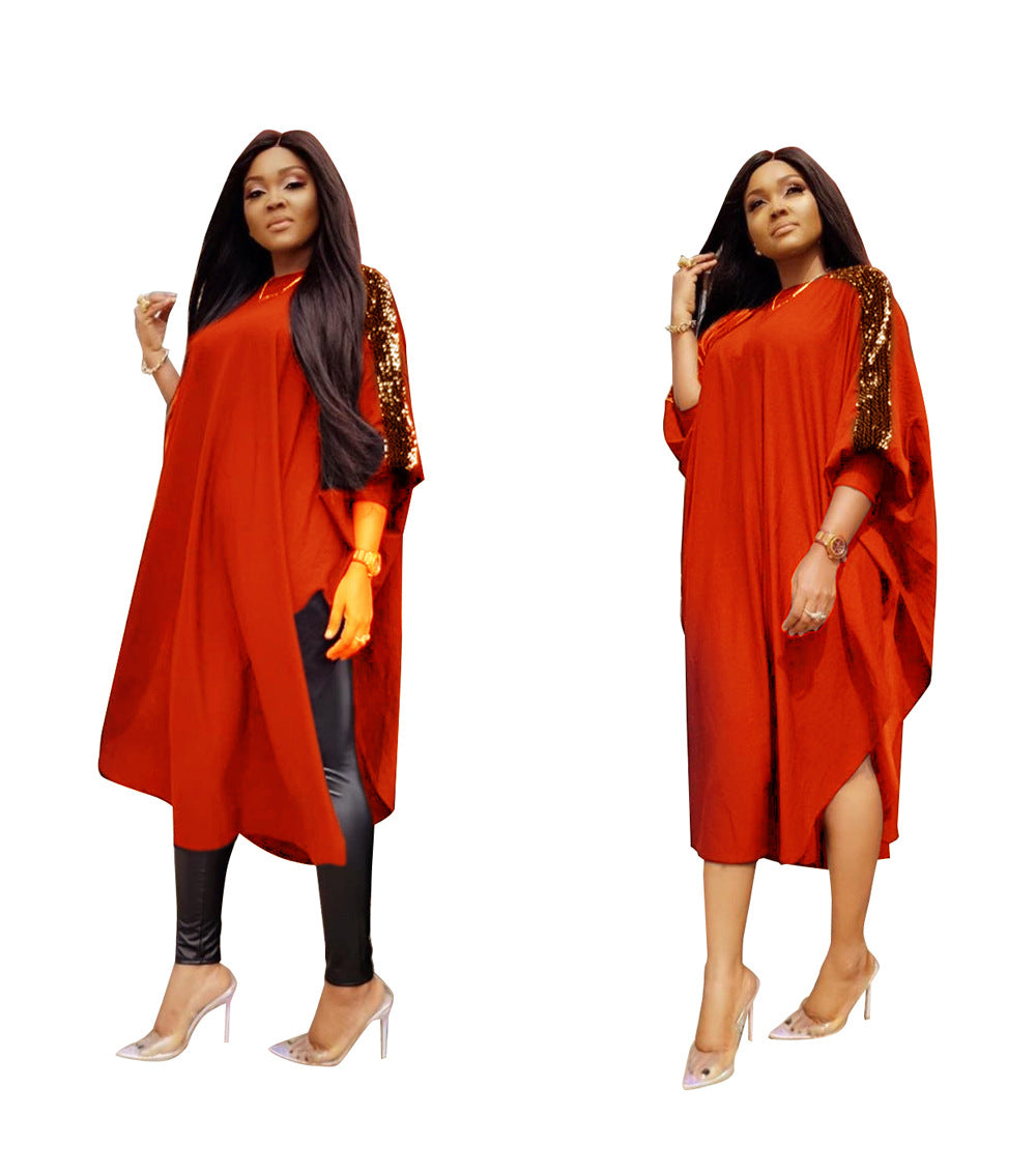 Sequin Patchwork Plus Size Dress for Moms