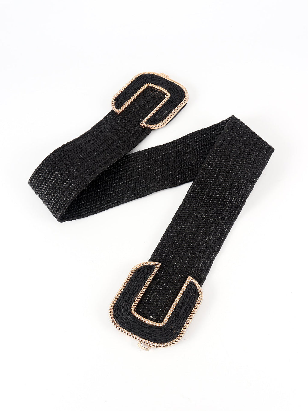 Wide Braid Stretch Belt with Statement Buckle in Sage Green