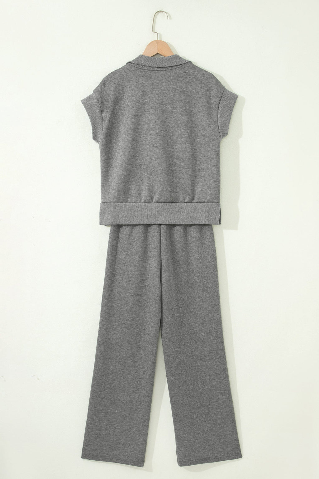 Half Zip Polo Tee and High Waist Pant Knit Loungewear Set