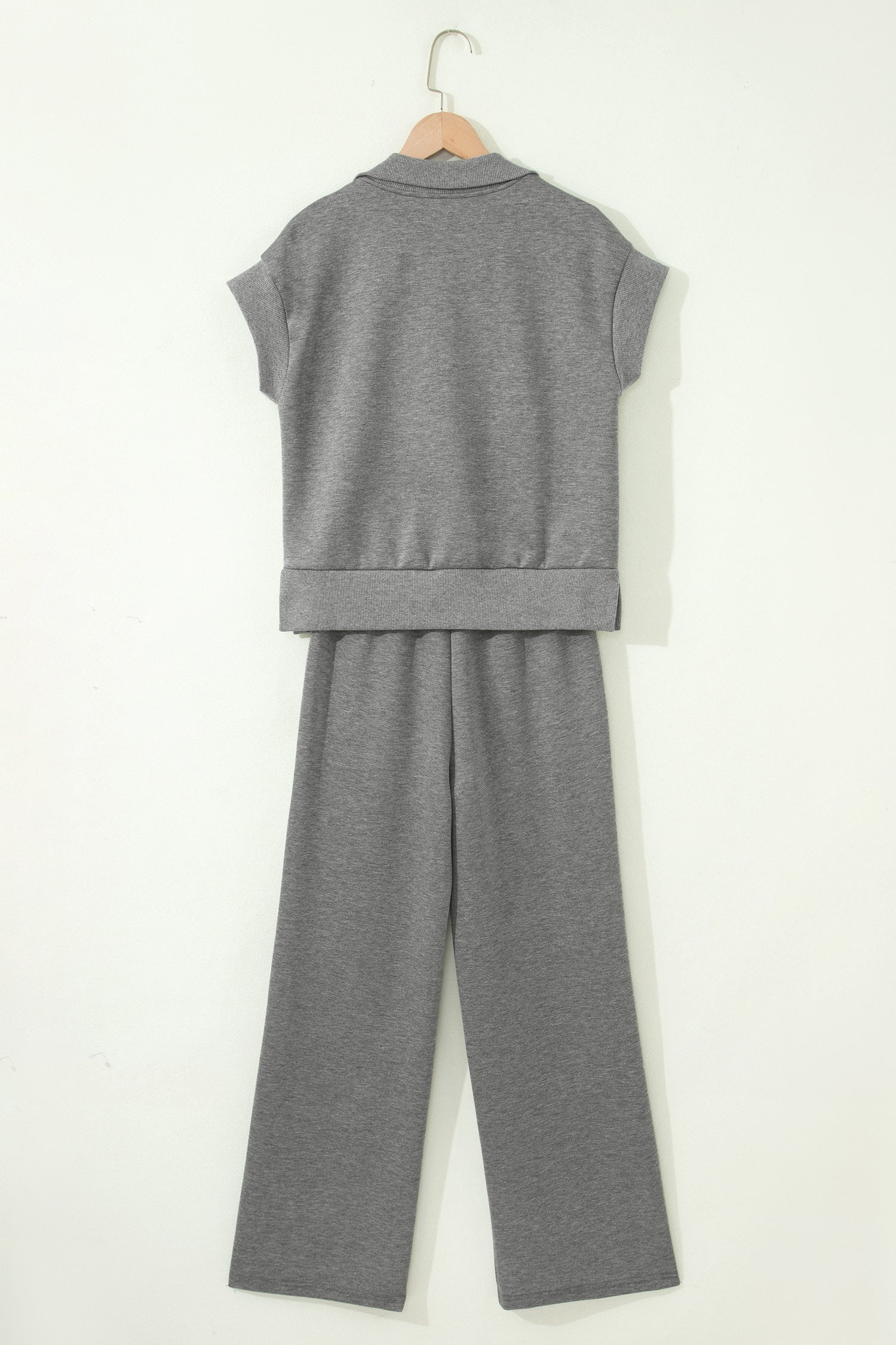 Half Zip Polo Tee and High Waist Pant Knit Loungewear Set
